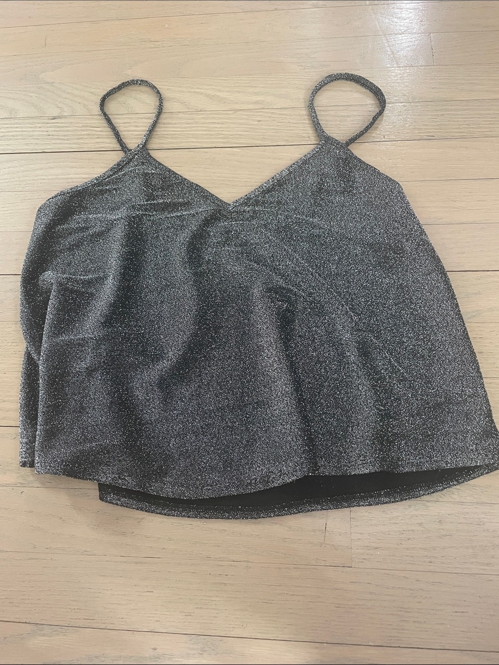 Urban Outfitters Metallic Black Silver Spaghetti Strap Cami